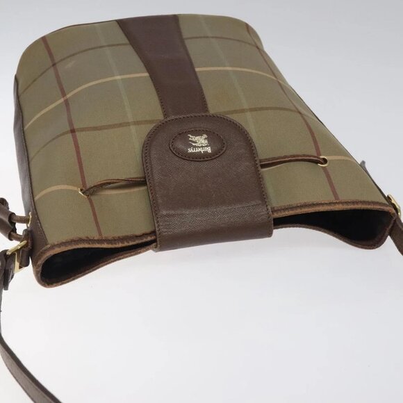Burberrys Nova Check Shoulder Bag Canvas Brown